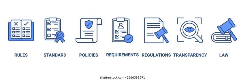 Compliance banner web icon vector illustration concept with icon of rules, standards, policies, requirements, regulations, transparency, and law