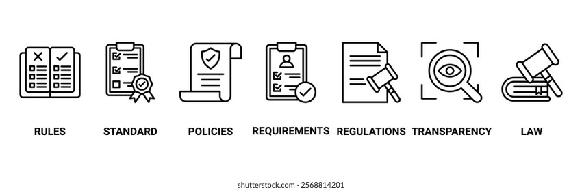 Compliance banner web icon vector illustration concept with icon of rules, standards, policies, requirements, regulations, transparency, and law