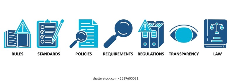 Compliance banner web icon vector illustration concept with icon of rules, standards, policies, requirements, regulations, transparency, and law