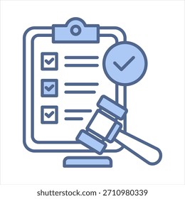 Ilustración vectorial de iconos azules de conformidad