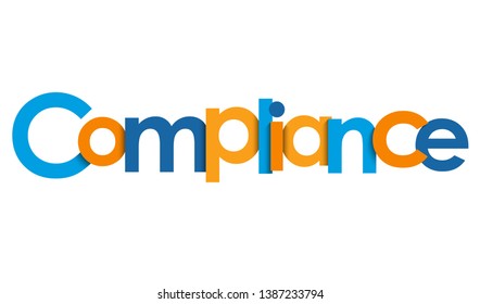 COMPLIANCE blue and orange vector typography banner