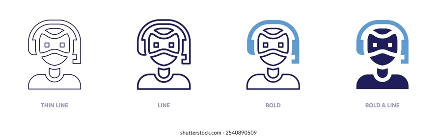 Ícone de chamada de conformidade em 4 estilos diferentes. Linha fina, Linha, Negrito e Linha Negrito. Estilo duotônico. Traçado editável.
