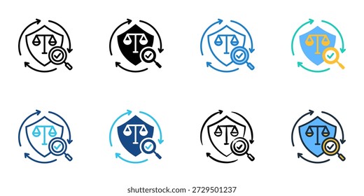 Los iconos de verificación de conformidad establecen la colección de varios estilos. Trazo editable 

