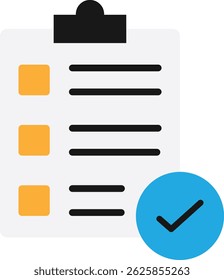 Ilustração plana do vetor do ícone da área de transferência da lista de verificação de conformidade