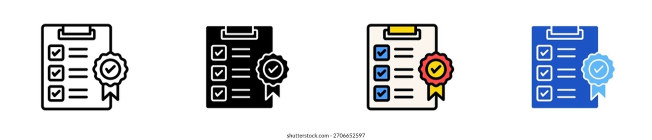 Conjunto de iconos de lista de comprobación de conformidad Colección de estilos múltiples
