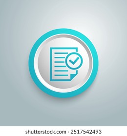Ícone azul do documento de conformidade em estilo simples. Ilustração do vetor do processo aprovado no fundo isolado branco. Marca de verificação do conceito de negócios