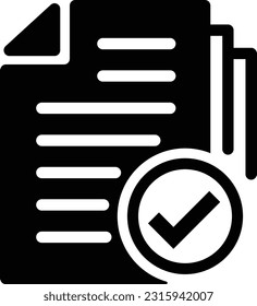 Icono de documento de cumplimiento aprobar símbolo vectorial