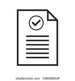Compliance document icon in flat style. Approved process vector illustration on white background. Checkmark business concept.
