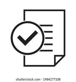 Icono de documento de cumplimiento en estilo plano. Ilustración vectorial de proceso aprobada sobre fondo blanco. Concepto de negocio de marca de verificación.