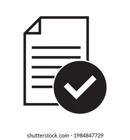 Compliance document icon in flat style. Approved process vector illustration on white background. Checkmark business concept.
