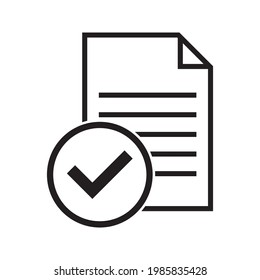 Icono de documento de cumplimiento en estilo plano. Ilustración vectorial de proceso aprobada sobre fondo blanco. Concepto de negocio de marca de verificación.