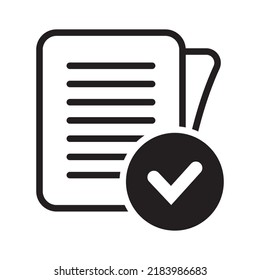 Icono de documento de cumplimiento en estilo plano. Ilustración vectorial de proceso aprobada sobre fondo aislado blanco. Concepto de negocio de marca de verificación.