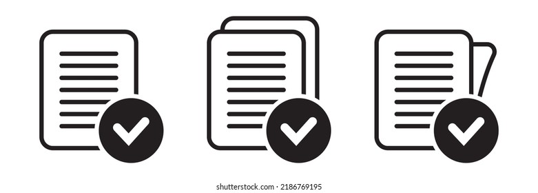 Compliance document icon in flat style. Approved process vector illustration on white isolated background. Checkmark business concept.