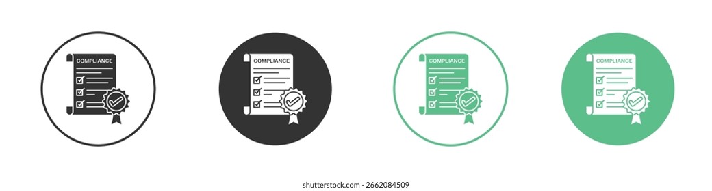 Compliance document icon Minimal Flat Line Vector Icon Set.