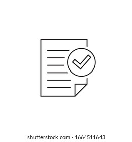 Compliance document line icon in flat style. Approved process vector illustration on white isolated background. Checkmark business concept