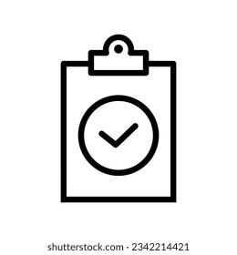 Icono de vector de documento de cumplimiento. Símbolo de ilustración de proceso aprobado. signo de regulación o logotipo.
