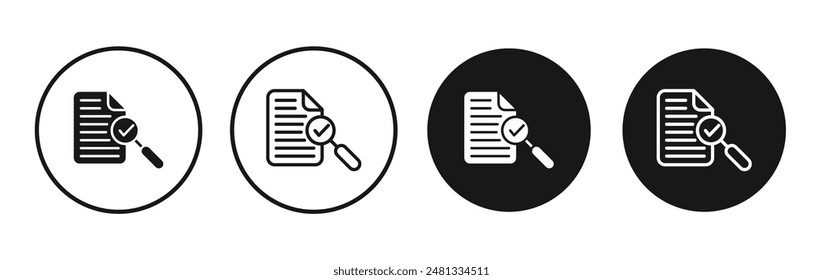 Conjunto de iconos de Vector de documento de conformidad con estilo de relleno y contorno negro.