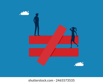 Compliance with ethical principles. Two unequal businessmen or injustice