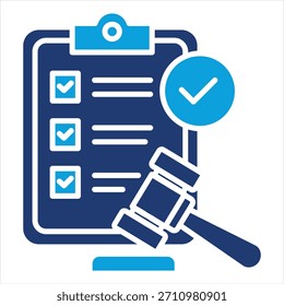 Estilo de icono azul plano de conformidad