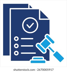 Ilustración de icono de Vector de icono azul plano de cumplimiento