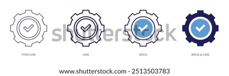 Compliance icon in 4 different styles. Thin Line, Line, Bold, and Bold Line. Duotone style. Editable stroke.