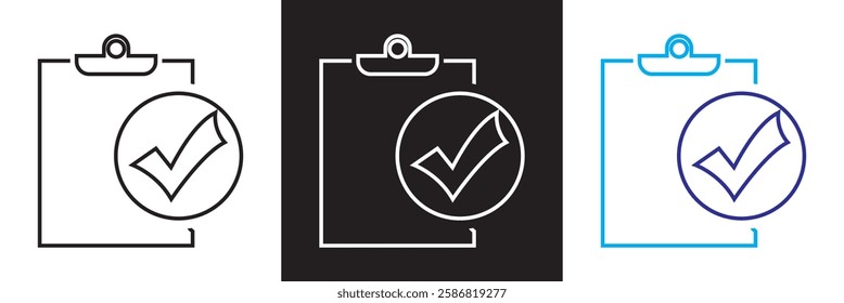 In compliance icon. complete checkmark icon.  isolated on white and black background. Vector illustration. EPS 10