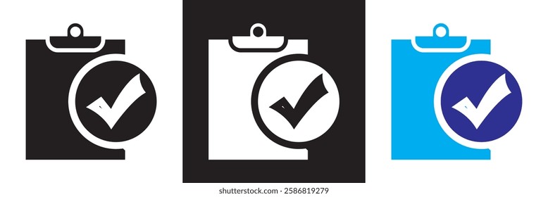 In compliance icon. complete checkmark icon.  isolated on white and black background. Vector illustration. EPS 10