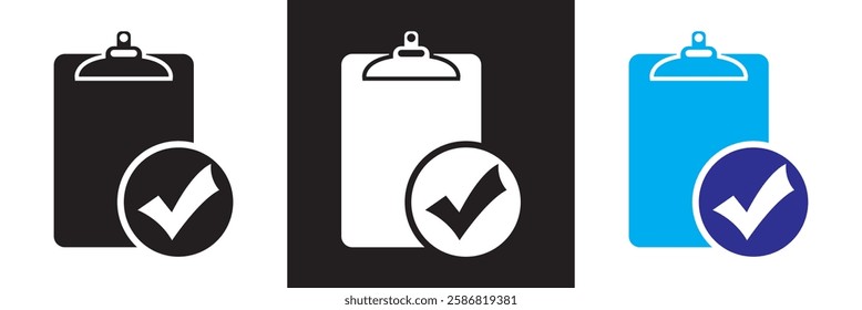 In compliance icon. complete checkmark icon.  isolated on white and black background. Vector illustration. EPS 10