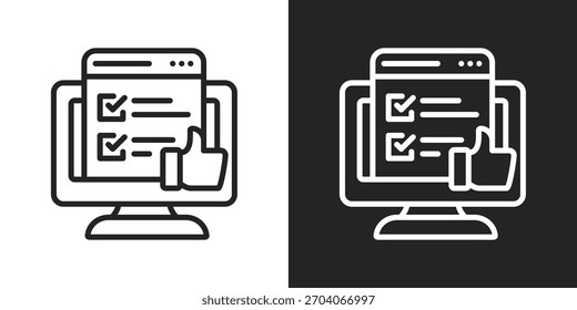 Icono De Cumplimiento En La Versión En Línea Sobre Fondo Blanco Y Negro
