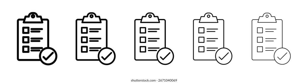 Logotipo de icono de conformidad en la colección de líneas de trazo