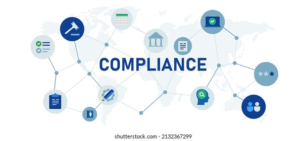 compliance icon set concept of company orgenization comply with regulationsgovernance management aspect