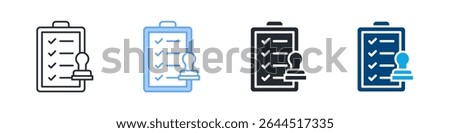 Compliance Icon Set Multiple Style. Designed In Outline, Blue, Glyph, Dual Tone