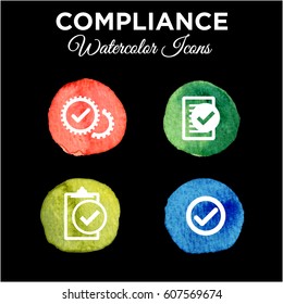 In Compliance Icon Set - Solid Watercolor