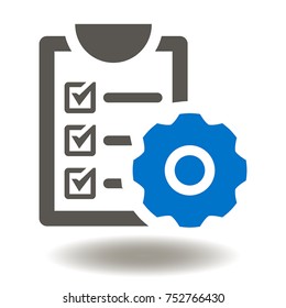 Compliance Icon Vector. Check List Check Mark Gear Illustration. Compliant Logo. Clipboard Cogwheel Sign.