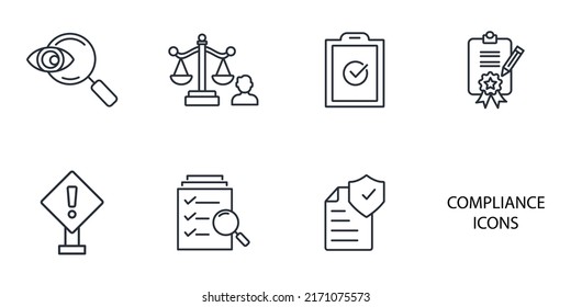 compliance icons set . compliance pack symbol vector elements for infographic web