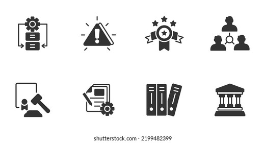 Compliance-Icons Set . Compliance Pack-Symbol-Vektorelemente für Infografik-Web