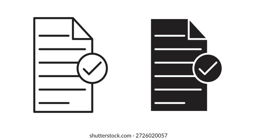 Símbolo de Vector de iconos de conformidad con trazo editable y versiones planas