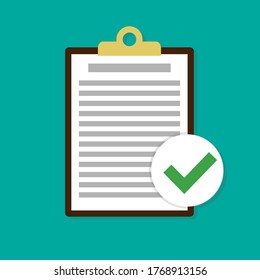 Icono de vector aprobado para inspección de cumplimiento. Concepto de negocio de marca de verificación