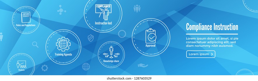 Compliance Instruction & Testing Icons with Instructor teaching Worker Students