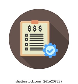 Compliance mini illustration rounded color icon, use for taxation, economy, business, finance, UI, UX kit, app and web development, digital or print.