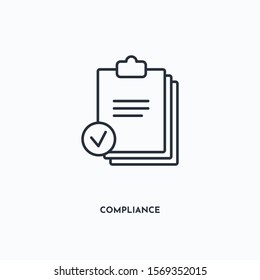 compliance outline icon. Simple linear element illustration. Isolated line compliance icon on white background. Thin stroke sign can be used for web, mobile and UI.