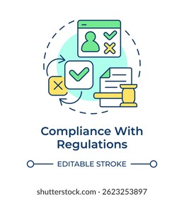 Compliance with regulations multi color concept icon. Global data privacy laws. Benefit of consent management. Round shape line illustration. Abstract idea. Graphic design. Easy to use in article