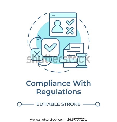 Compliance with regulations soft blue concept icon. Global data privacy laws. Benefit of consent management. Round shape line illustration. Abstract idea. Graphic design. Easy to use in article