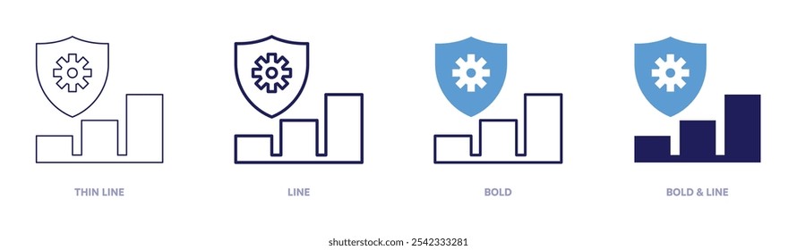 Compliance Strategie Symbol in 4 verschiedenen Stilen. Dünne Linie, Linie, Fett und Fette Linie. Duotone-Stil. Bearbeitbarer Strich.