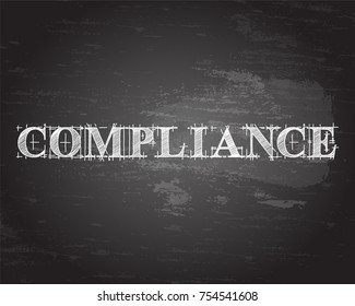 Compliance text hand drawn on blackboard background
