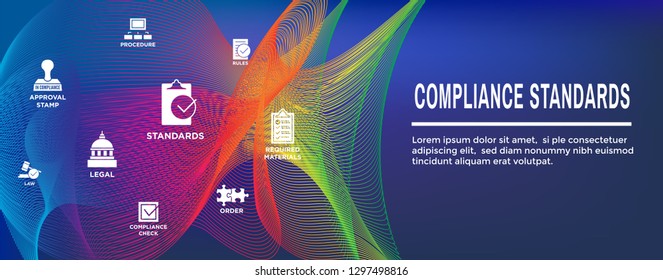 In compliance web header banner with icon set - shows a company passed inspection