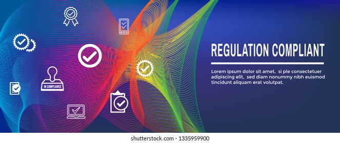 In compliance web header banner with icon set - shows a company passed inspection