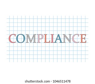 compliance word on checkered paper sheet- vector illustration