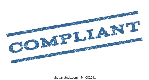 Compliant watermark stamp. Text caption between parallel lines with grunge design style. Rubber seal stamp with dust texture. Vector cobalt blue color ink imprint on a white background.