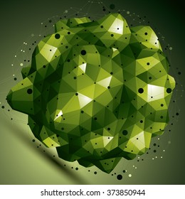 Complicated abstract bright 3D shape, vector digital lattice object. Technology theme.